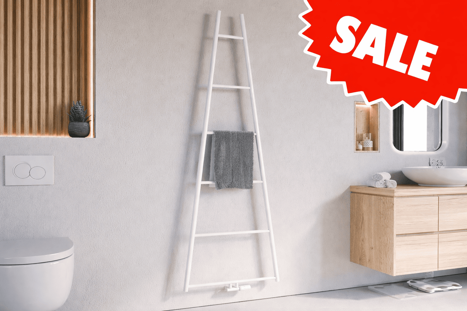 Heizkörper Produktbild mit einem Sale-Badge