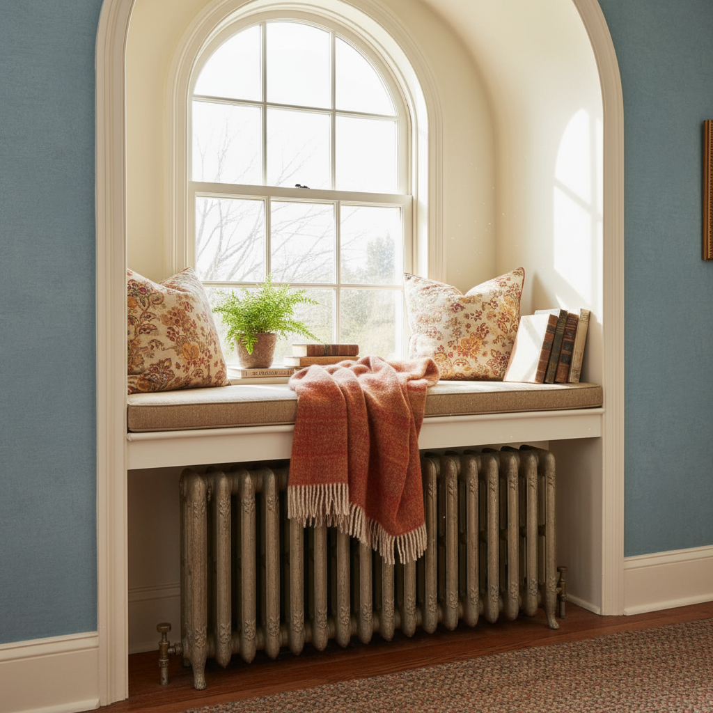 Heizungsnische mit einer alten Heizung