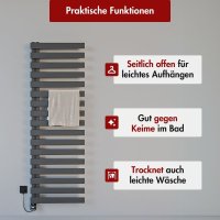 Handtuchheizkörper elektrisch Premium ALRONA Seitlich offen Anthrazit inkl. Heizstab 50 cm 183 cm