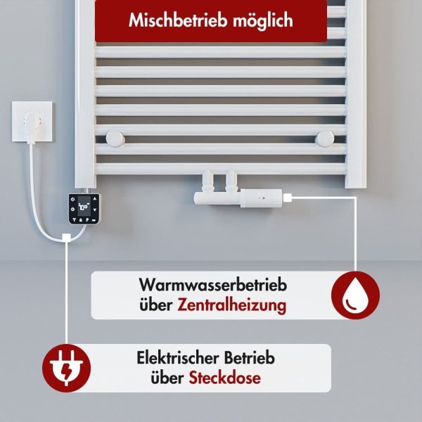 Pro.tec Elektrischer Handtuchheizkörper Uvdal, 500 W, Mit Touchscreen – Badheizung In Weiß, 105 X 50 Cm