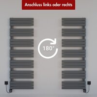Handtuchheizkörper elektrisch ALRONA Seitlich offen Anthrazit inkl. Heizstab 50 cm 140 cm