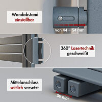 Handtuchheizkörper elektrisch ALRONA Seitlich offen Anthrazit inkl. Heizstab 50 cm 140 cm
