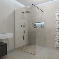 Duschwand Begehbare Dusche Duschabtrennung ZELARO Nano Schwarz 8mm 120 x 200 cm
