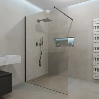 Duschwand Begehbare Dusche Duschabtrennung ZELARO Nano Schwarz 8mm 140 x 200 cm