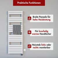 Handtuchheizkörper elektrisch PANDEMA Weiß inkl. Heizstab 60 cm 140 cm befüllt