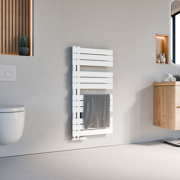 Handtuchheizkörper ALRONA Weiß Seitlich offen rechts oder links inkl. Thermostat 50 cm 115 cm