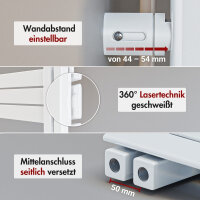 Handtuchheizkörper ALRONA Weiß Seitlich offen rechts oder links inkl. Thermostat 50 cm 115 cm