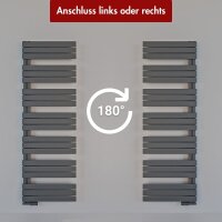 Handtuchheizkörper ALRONA Anthrazit Seitlich offen rechts oder links inkl. Thermostat 50 cm 164 cm