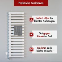 Handtuchheizkörper elektrisch Premium ALRONA Seitlich offen Weiß inkl. Heizstab 50 cm 160 cm befüllt