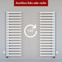 Handtuchheizkörper elektrisch Premium ALRONA Seitlich offen Weiß inkl. Heizstab 50 cm 160 cm befüllt