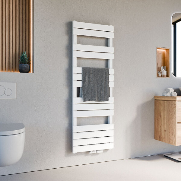 Handtuchheizkörper PANDEMA Weiß Seiten und Mittelanschluss inkl. Thermostat 50 cm 140 cm