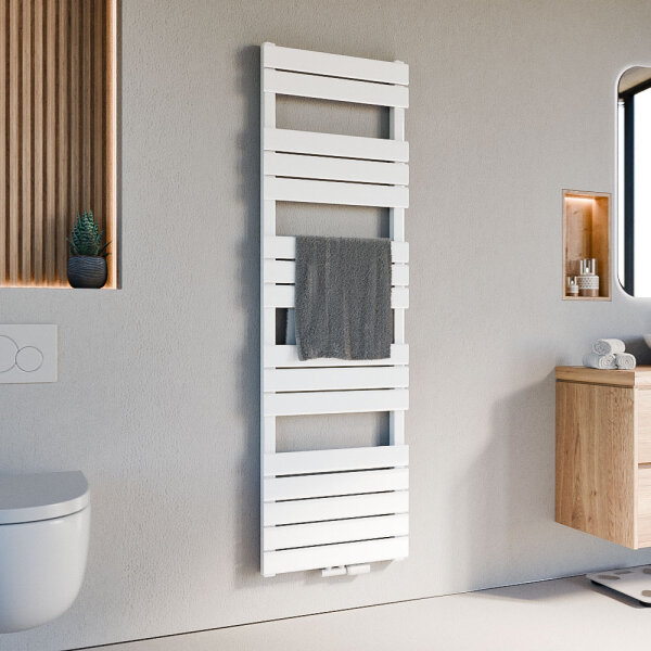 Handtuchheizkörper PANDEMA Weiß Seiten und Mittelanschluss inkl. Thermostat 50 cm 160 cm