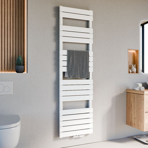 Handtuchheizkörper PANDEMA Weiß Seiten und Mittelanschluss inkl. Thermostat 50 cm 180 cm