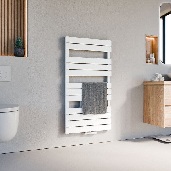 Handtuchheizkörper PANDEMA Weiß Seiten und Mittelanschluss inkl. Thermostat 60 cm 120 cm