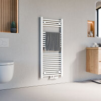 Handtuchheizkörper Badheizkörper ALPIYA Weiß Mittelanschluss inkl. Thermostat 50 cm 120 cm Gerade Handtuchheizkörper Badheizkörper ALPIYA Weiß Mittelanschluss inkl. Thermostat 50 cm 120 cm Gerade