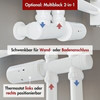 Handtuchheizkörper Badheizkörper ALPIYA Weiß Mittelanschluss inkl. Thermostat 50 cm 180 cm Gerade