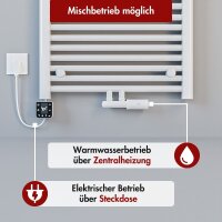 Handtuchheizkörper Badheizkörper ALPIYA Weiß Mittelanschluss inkl. Thermostat 60 cm 140 cm Gerade