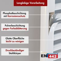 Handtuchheizkörper Badheizkörper ALPIYA Weiß Mittelanschluss inkl. Thermostat 60 cm 140 cm Gerade