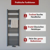 Handtuchheizkörper Badheizkörper ALPIYA Anthrazit Mittelanschluss inkl. Thermostat Gerade 60 cm 180 cm