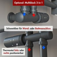 Handtuchheizkörper Badheizkörper ALPIYA Anthrazit Mittelanschluss inkl. Thermostat Gerade 60 cm 180 cm
