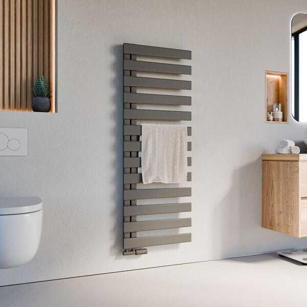 Handtuchheizkörper Premium ALRONA Seitlich offen Anthrazit inkl. Thermostat 50 cm 140 cm