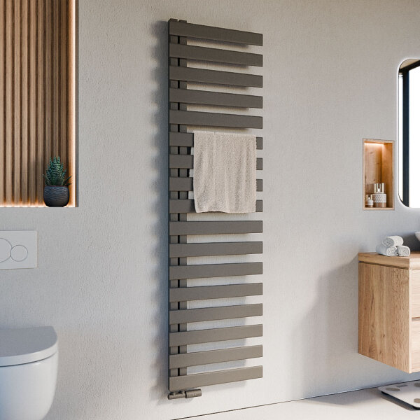 Handtuchheizkörper Premium ALRONA Seitlich offen Anthrazit inkl. Thermostat 50 cm 183 cm
