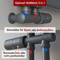 Handtuchheizkörper Premium ALRONA Seitlich offen Anthrazit inkl. Thermostat 60 cm 140 cm