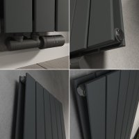 Paneelheizkörper Flachheizkörper LAVA ECO Vertikal Doppellagig Anthrazit inkl. Thermostat 61 cm 160 cm