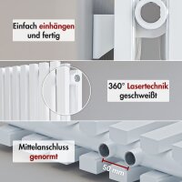 Design Flachheizkörper Paneelheizkörper RILA Vertikal Doppellagig Weiß 48 x 160 cm Ohne