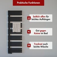 Handtuchheizkörper ALRONA Schwarz Seitlich offen rechts oder links 50 x 164 cm Schwarz