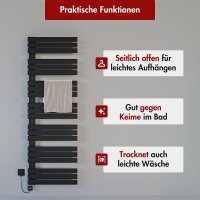 Handtuchheizkörper elektrisch ALRONA Schwarz Seitlich offen inkl. Heizstab 60 x 140 cm Steckerfertig