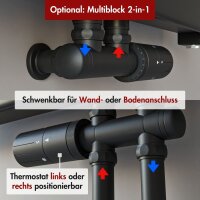 Handtuchheizkörper PANDEMA Schwarz Seiten und Mittelanschluss 50 cm 100 cm