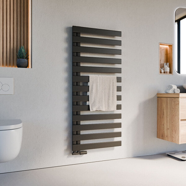 Handtuchheizkörper Premium ALRONA Seitlich offen Schwarz inkl. Thermostat 60 cm 140 cm
