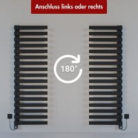 Handtuchheizkörper elektrisch Premium ALRONA Seitlich offen Schwarz inkl. Heizstab 60 cm 183 cm