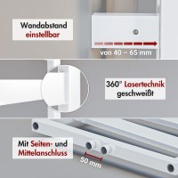 Badheizkörper Mittelanschluss ZEBRA Weiß 50 cm 156 cm