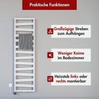 Badheizkörper elektrisch Mittelanschluss ZEBRA Weiß inkl. Heizstab 50 cm 166 cm Steckerfertig
