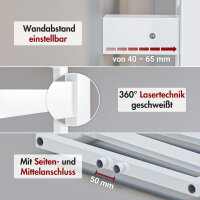 Badheizkörper elektrisch Mittelanschluss ZEBRA Weiß inkl. Heizstab 50 cm 166 cm Steckerfertig