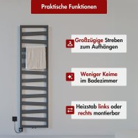 Badheizkörper elektrisch Mittelanschluss ZEBRA Anthrazit inkl. Heizstab 50 cm 166 cm