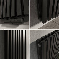 Design Flachheizkörper Paneelheizkörper RILA Vertikal Doppellagig Schwarz 48 x 160 cm Ohne