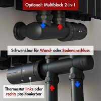 Design Flachheizkörper Paneelheizkörper RILA Vertikal Doppellagig Schwarz 48 x 160 cm Ohne