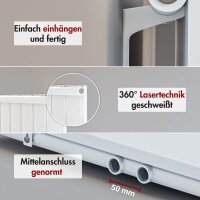Handtuchheizkörper SOLARA Weiß inkl. 2 Handtuchhalter 45 cm 170 cm Weiß