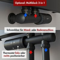 Handtuchheizkörper SOLARA Schwarz inkl. 2 Handtuchhalter 61 cm 170 cm Schwarz