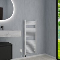 Handtuchheizkörper elektrisch Badheizkörper ALPIYA Weiß inkl. Heizstab 50 cm 120 cm Gebogen Steckerfertig