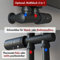 Handtuchheizkörper Premium ALRONA Seitlich offen Schwarz 50 cm 115 cm