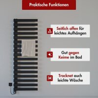 Handtuchheizkörper elektrisch Premium ALRONA Seitlich offen Schwarz inkl. Heizstab 60 cm 160 cm