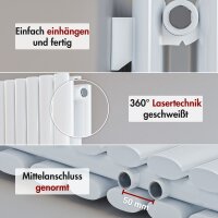 Design Flachheizkörper Paneelheizkörper TAYLOR Vertikal Weiss 60 x 180 cm Ohne
