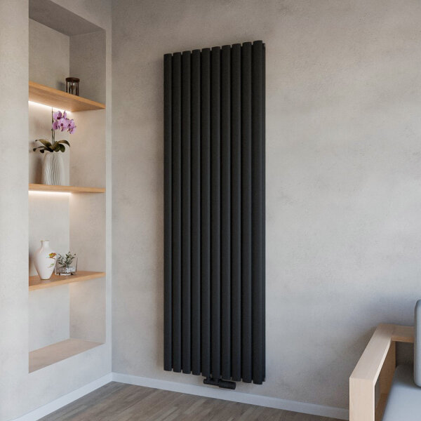 Design Flachheizkörper Paneelheizkörper TAYLOR Vertikal Schwarz 60 x 180 cm