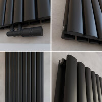 Design Flachheizkörper Paneelheizkörper TAYLOR Vertikal Schwarz 60 x 180 cm Ohne
