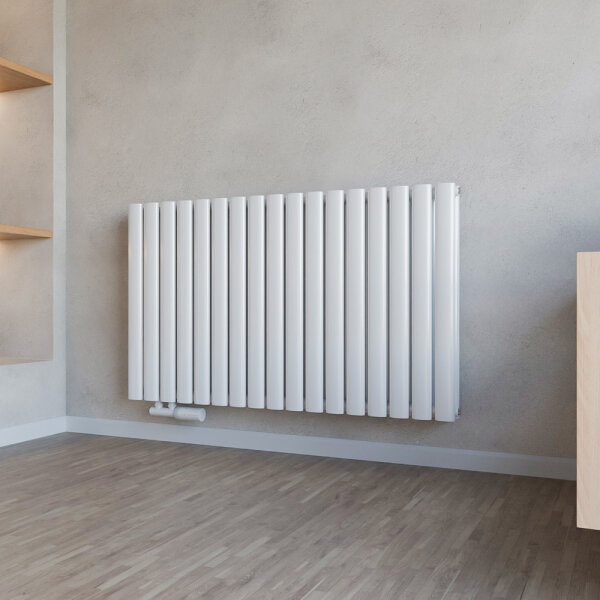 Design Flachheizkörper Paneelheizkörper TAYLOR Horizontal Doppellagig Weiß 100 x 60 cm