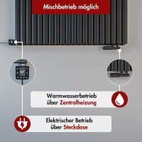 Design Flachheizkörper Paneelheizkörper elektrisch TAYLOR Horizontal Doppellagig Schwarz inkl. Heizstab 100 x 60